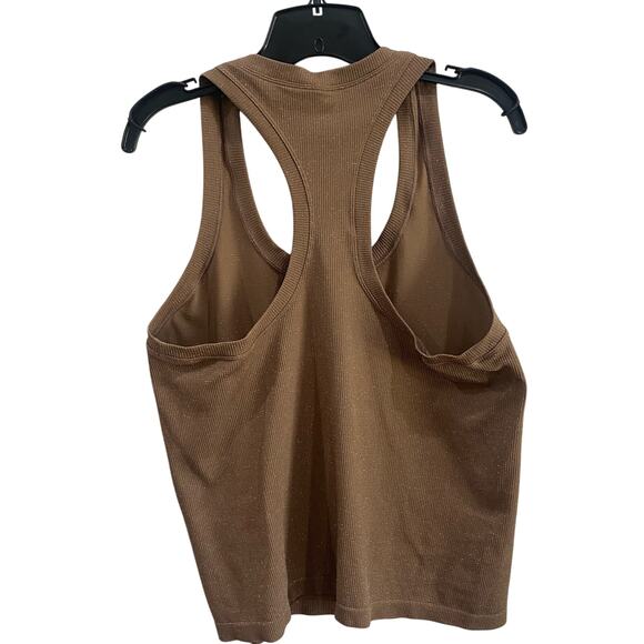 Athleta Brown Tank Metallic Knit Racerback Top Size Large - Picture 2 of 10